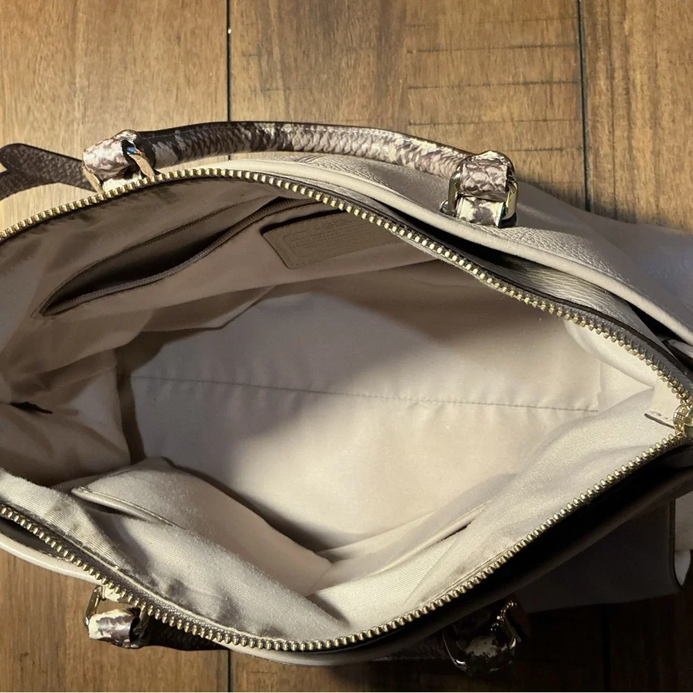 COACH Morgan Color Block Pebble Leather w/Exotic Embossed Trim Satchel/Crossbody - Picture 9 of 12